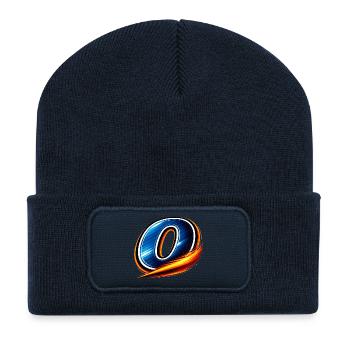 Motif stylé numéro 0 dans un look sportif - Beanie recyclé à patch - bleu marine - Devant