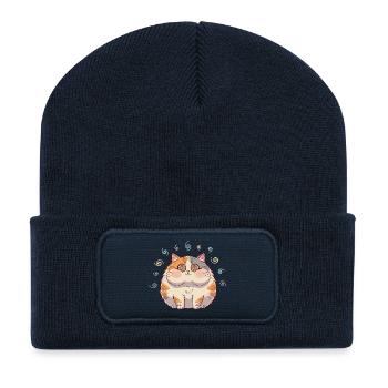 Katzenspirale Flauschiges Lächeln - Recycelte Patch Beanie - French Navy - Vorne