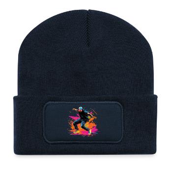 Retro B Boy Synthwave - Recycelte Patch Beanie - French Navy - Vorne