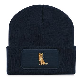 Einhornhund im Sternenglanz * Border Collie braun - Recycelte Patch Beanie - French Navy - Vorne