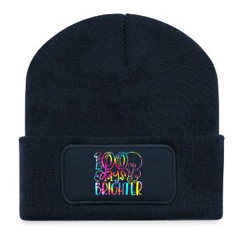 100 jours plus brillants arc-en-ciel - Beanie recyclé à patch - bleu marine - Devant