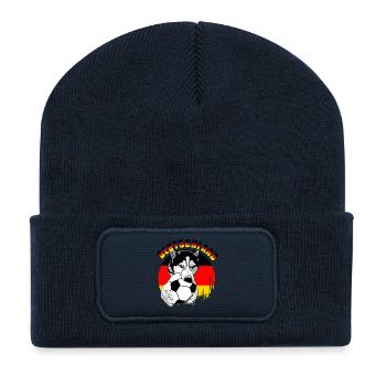 Deutschland Hund mit Fußball - Recycelte Patch Beanie - French Navy - Vorne