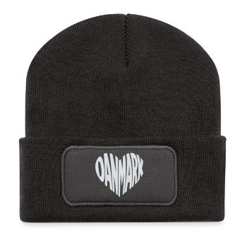 Denmark - Danmark Heart Typography Motif - Recycled Patch Beanie - dark grey - Front