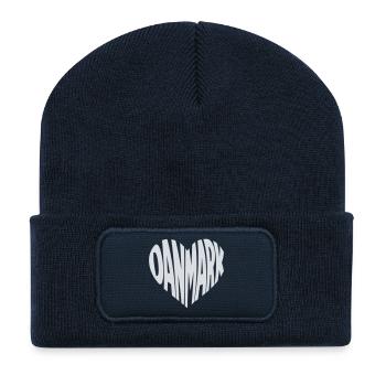 Denmark - Danmark Heart Typography Motif - Recycled Patch Beanie - french navy - Front
