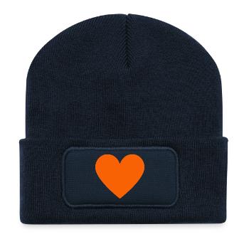 Orangenes Herz neon retro style - Recycelte Patch Beanie - French Navy - Vorne