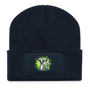 Lemur Neon Spritzer - Recycelte Patch Beanie - French Navy - Vorne