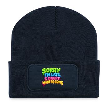 Neon Boiling Late Nachricht - Recycelte Patch Beanie - French Navy - Vorne