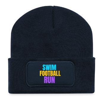 Course drôle drôle de football Swim Texte - Beanie recyclé à patch - bleu marine - Devant