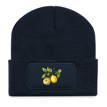 Zitronen Zitrus Zitrusfrucht Frucht Aquarell - Recycelte Patch Beanie - French Navy - Vorne