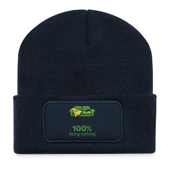 Wochenende Prognose: 100% nichts tun - Recycelte Patch Beanie - French Navy - Vorne