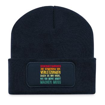 Sicherheitshinweis Zur Vermeidung von Verletzungen - Recycelte Patch Beanie - French Navy - Vorne