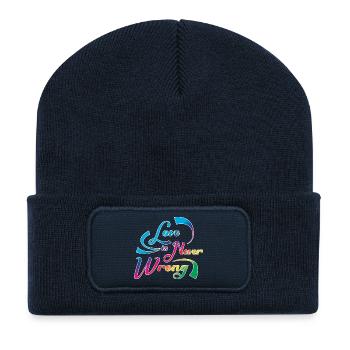 L’amour ne se trompe jamais : design de citation de la fierté LGBTQ - Beanie recyclé à patch - bleu marine - Devant