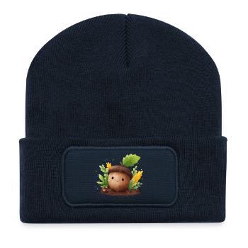 Ami du gland d’automne et mignon - Beanie recyclé à patch - bleu marine - Devant