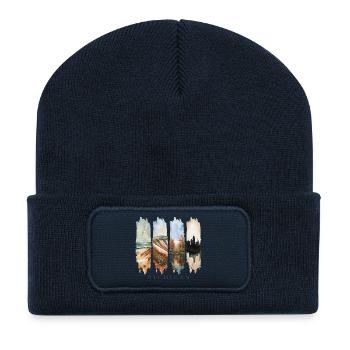 Voyage de vacances dans le Michigan – Motifs des Grands Lacs et de la nature - Beanie recyclé à patch - bleu marine - Devant