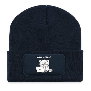 Feline Office Motivation - Recycled Patch Beanie - french navy - Front