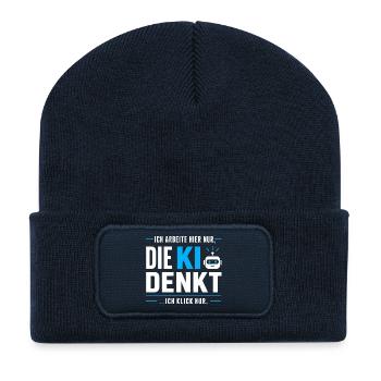 Ich klick nur - KI lustiger Spruch für Arbeit - Recycelte Patch Beanie - French Navy - Vorne