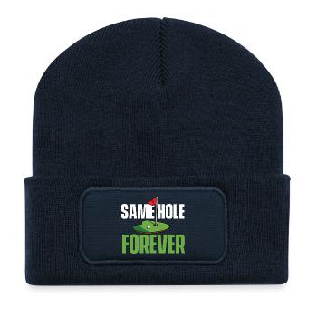 Same Hole Forever Lustiger Junggesellenabschied Golf - Recycelte Patch Beanie - French Navy - Vorne