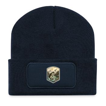 Fischsprung am Bergsee - Recycelte Patch Beanie - French Navy - Vorne
