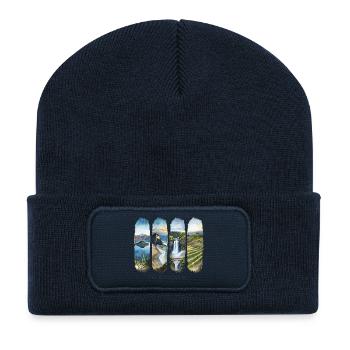 Oregon Travel – Design de la nature dans le Pacifique et les Cascades - Beanie recyclé à patch - bleu marine - Devant