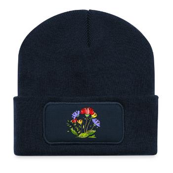 Blumen - Recycelte Patch Beanie - French Navy - Vorne