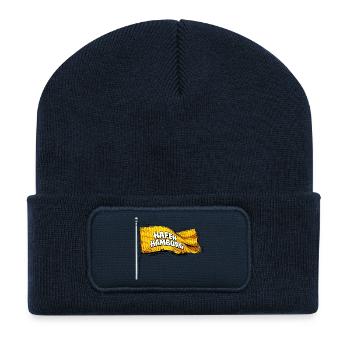 Hafen Hamburg Gelbe Flagge - Recycelte Patch Beanie - French Navy - Vorne