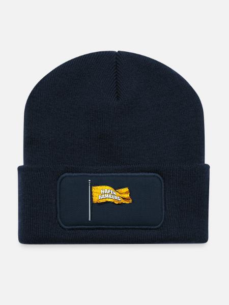Hafen Hamburg Gelbe Flagge - Recycelte Patch Beanie - French Navy