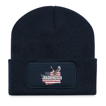 Washington, États-Unis, États-Unis avec carte - Beanie recyclé à patch - bleu marine - Devant