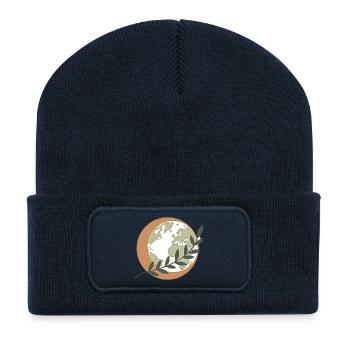 Green Peace Globe - Recycled Patch Beanie - french navy - Front