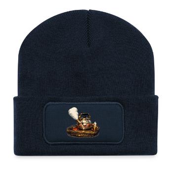 Wasserkocher auf dem Herd - Recycelte Patch Beanie - French Navy - Vorne