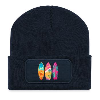 Surf Tropic Buntes Triptychon - Recycelte Patch Beanie - French Navy - Vorne