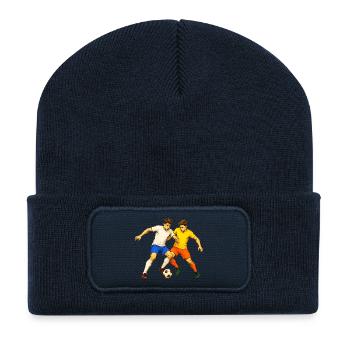Combat de football pour le ballon - Beanie recyclé à patch - bleu marine - Devant