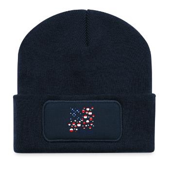Americana Flag Dots Collage - Beanie recyclé à patch - bleu marine - Devant