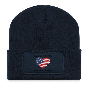 USA Herz - Land of the Free because of the Brave - Recycelte Patch Beanie - French Navy - Vorne