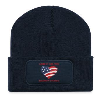 USA Herz - Land of the Free because of the Brave - Recycelte Patch Beanie - French Navy - Vorne