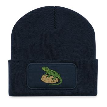 Lizard on stone - Recycled Patch Beanie - french navy - Front