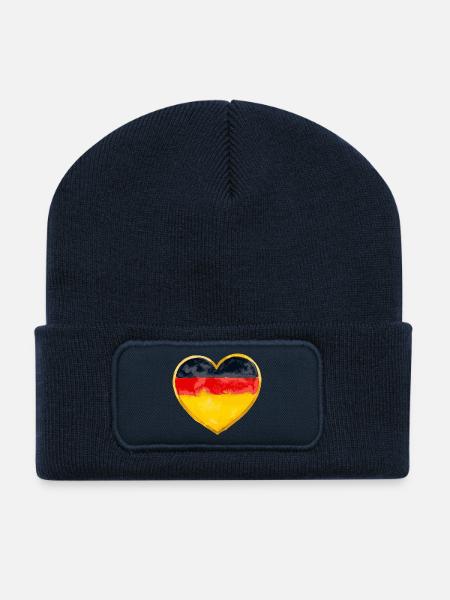 Deutsche Flagge Herz Design - Recycelte Patch Beanie - French Navy