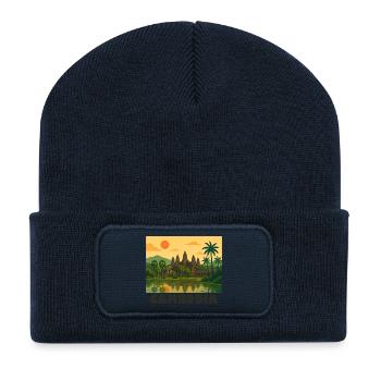 Cambodge Angkor Wat - Beanie recyclé à patch - bleu marine - Devant
