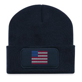 Éleveur Patriotique Troupeau de Coq Volaille USA Pride C - Beanie recyclé à patch - bleu marine - Devant