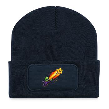 Alien Sternenrakete Abenteuer - Recycelte Patch Beanie - French Navy - Vorne