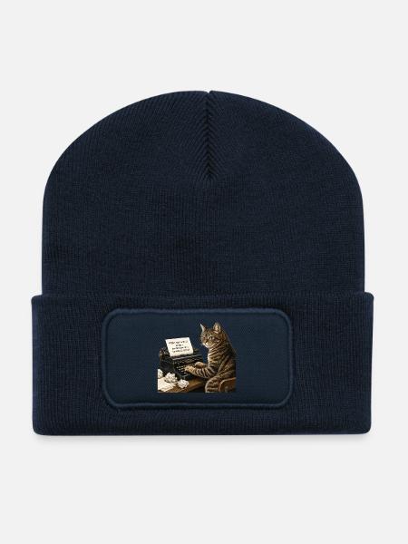 Novelist Cat - Recycled Patch Beanie - french navy