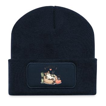 Cat Break: Coffee Break in a Basket - Recycled Patch Beanie - french navy - Front
