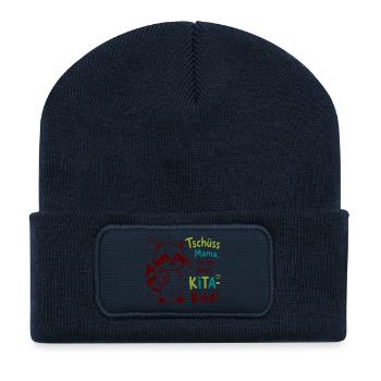 Kita Abschied Raccoon Illustration - Recycelte Patch Beanie - French Navy - Vorne