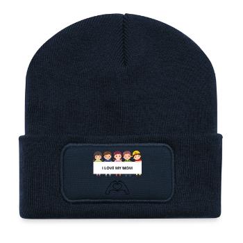 I Love My Mom – Kinderporträts - Recycelte Patch Beanie - French Navy - Vorne