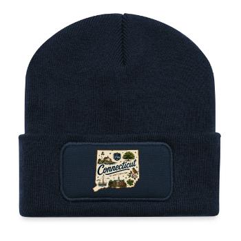 Connecticut Vintage State Souvenir-Aufkleber - Recycelte Patch Beanie - French Navy - Vorne