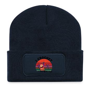 I crochet to burn off the crazy - Recycelte Patch Beanie - French Navy - Vorne