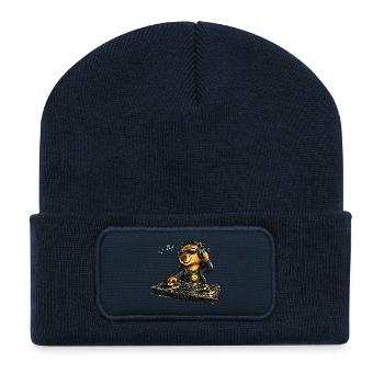 Süßes Capybara als DJ im Comic Stil - Recycelte Patch Beanie - French Navy - Vorne