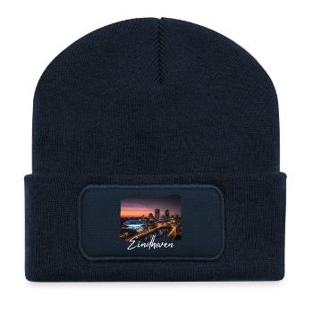Eindhoven Abend Skyline - Recycelte Patch Beanie - French Navy - Vorne