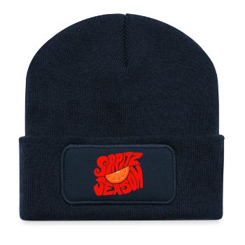 Spritz Season - Retro Orange Citrus Design - Recycled Patch Beanie - french navy - Front