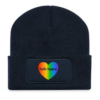 Safe space LGBT pride flag - Recycled Patch Beanie - french navy - Front