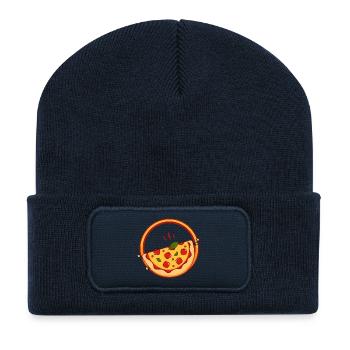 Pizza - Beanie recyclé à patch - bleu marine - Devant